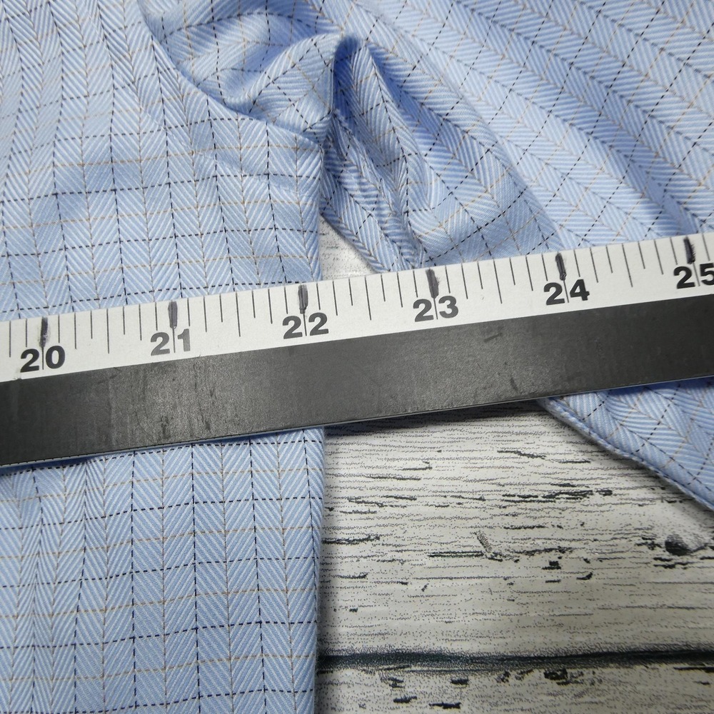 Kenneth Roberts Platinum Dress Shirt Mens Large Blue Herringbone Long Sleeve - Picture 8 of 9